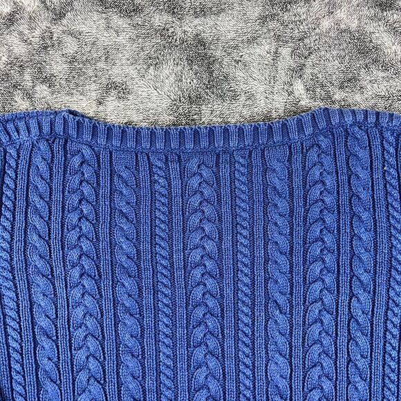 Lauren Ralph Lauren Cable Knit Fisherman Sweater Crewneck Navy Blue M Petite* - Picture 8 of 10